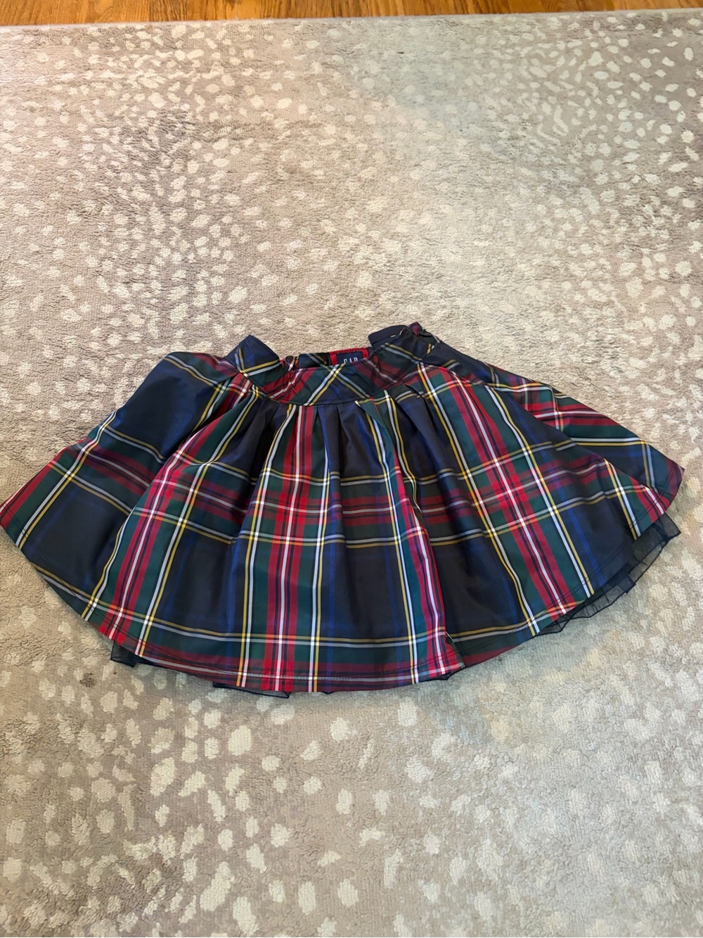 GAP Navy Plaid Circle Skirt with Red & Green Tartan